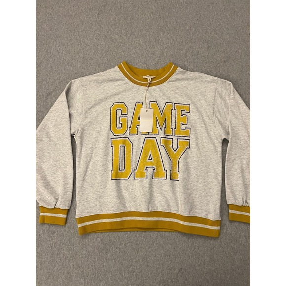 ee:some Sweaters - ee:some Sweater Women's Medium Gray Game Day Varsity Sweatshirt Pullover NWT